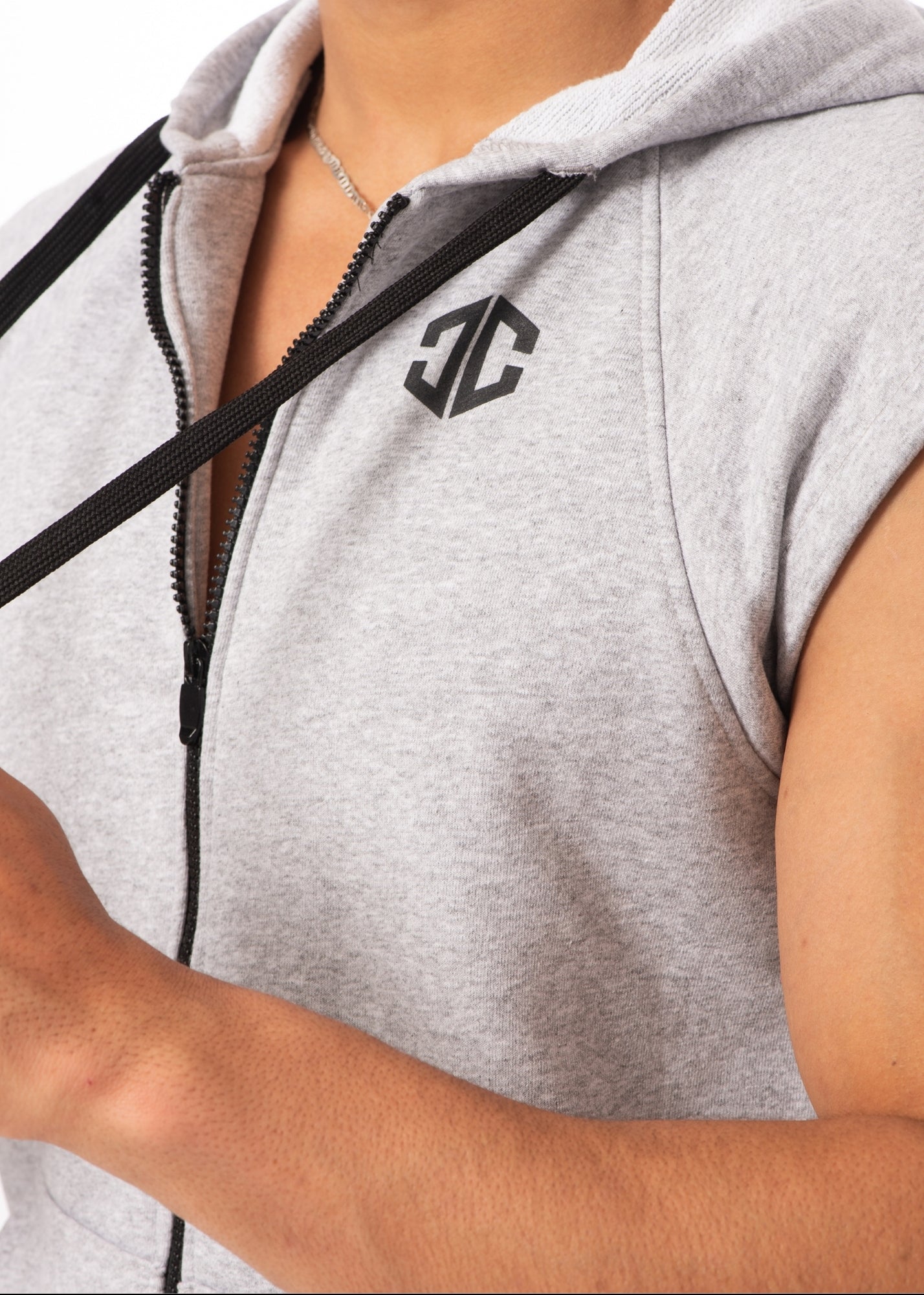 Hoodie Sans Manches Zip – Gris | CAPRA™